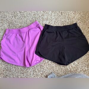 Athletic Works Black & Bright Purple Girls' Athletic Shorts Duo